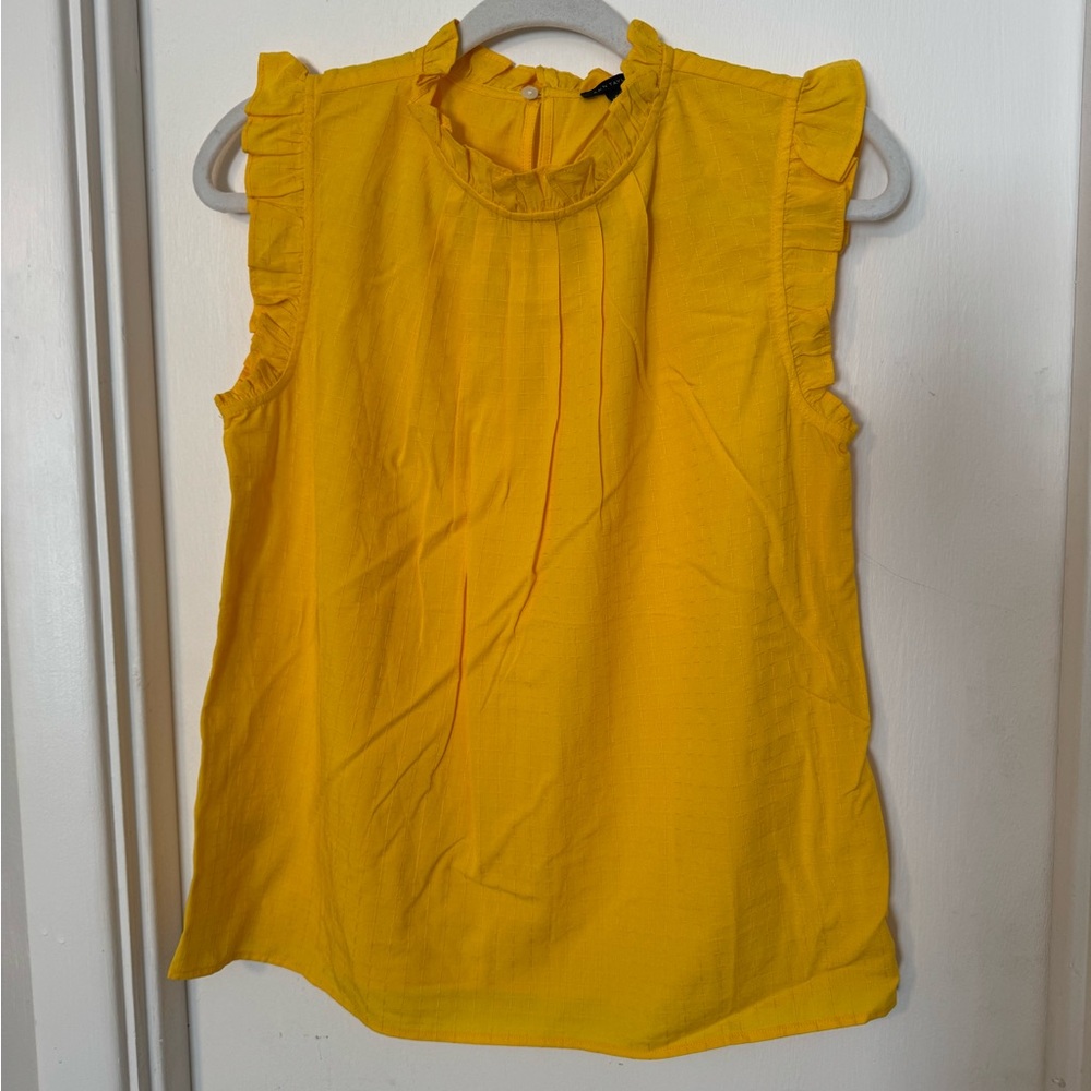 NWT Ann Taylor Yellow Ruffled Collar Blouse size small